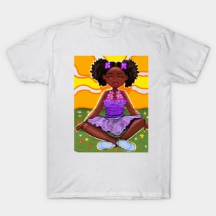 Anime girl in the sunshine 2 Princess Cute Summer black girls Melanin Afro African American T-Shirt